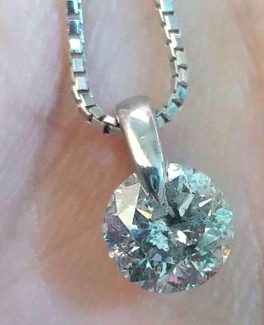 大粒天然ダイヤモンドネックレス 1.012ct/H/I1/F 鑑定書付