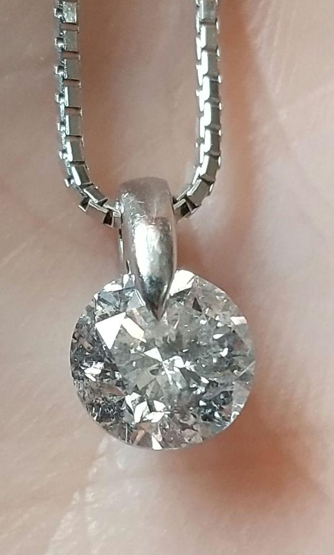 大粒天然ダイヤモンドネックレス 1.012ct/H/I1/F 鑑定書付