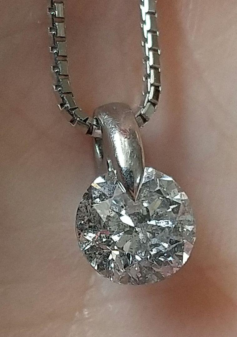 大粒天然ダイヤモンドネックレス 1.012ct/H/I1/F 鑑定書付