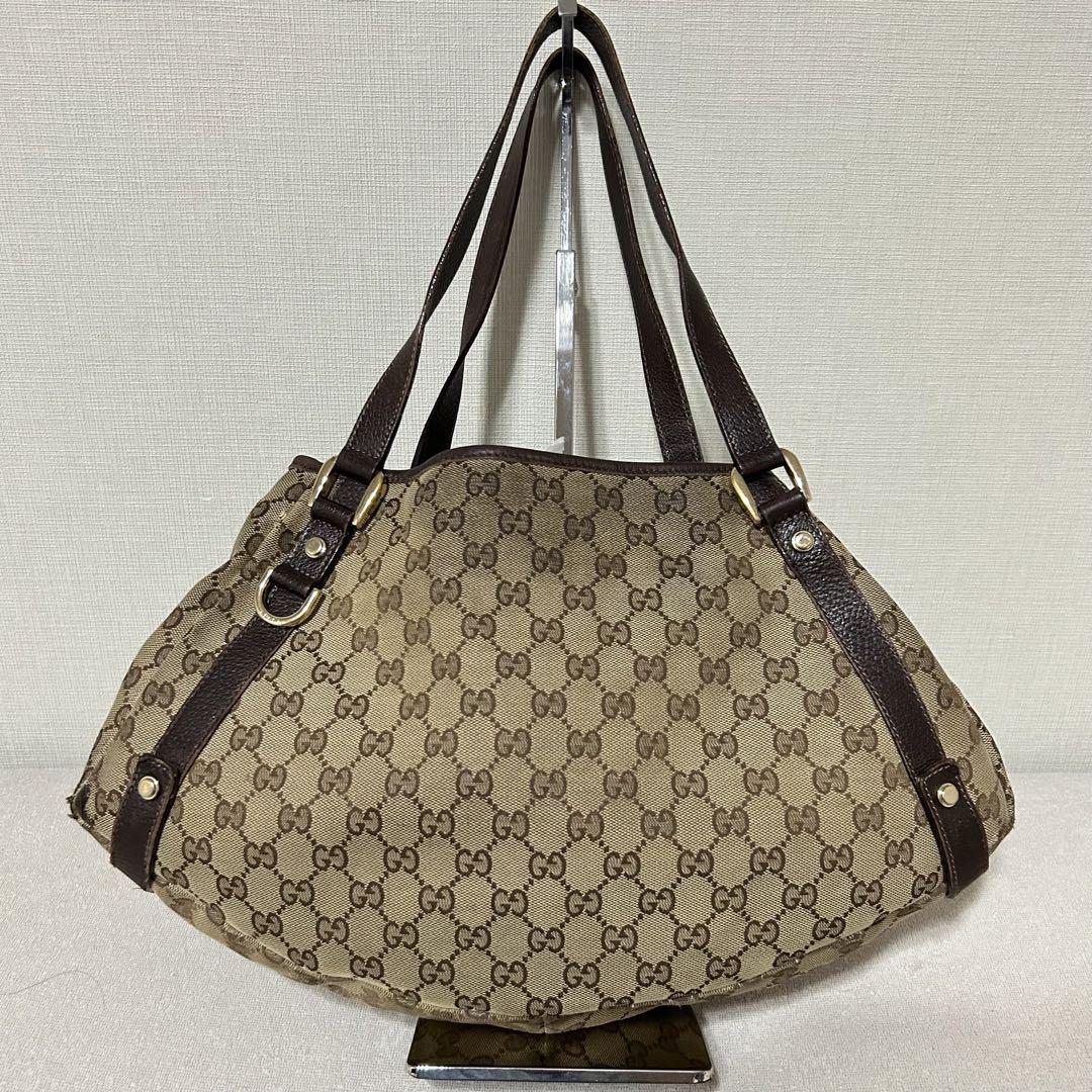 GUCCI グッチ アビー ダブルポケット GGキャンバス トートバッグ