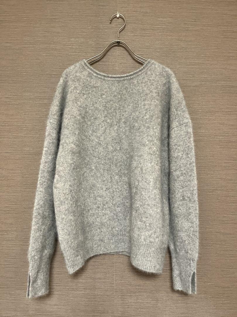 IÉNA fluffyファー プルオーバー グレー クルーネック 長袖セーター