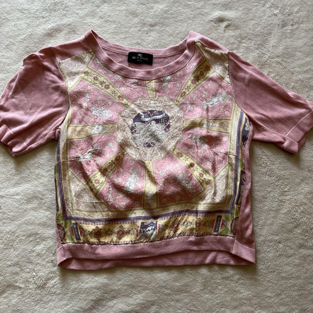 ETRO ピンク クロップドTシャツ 40