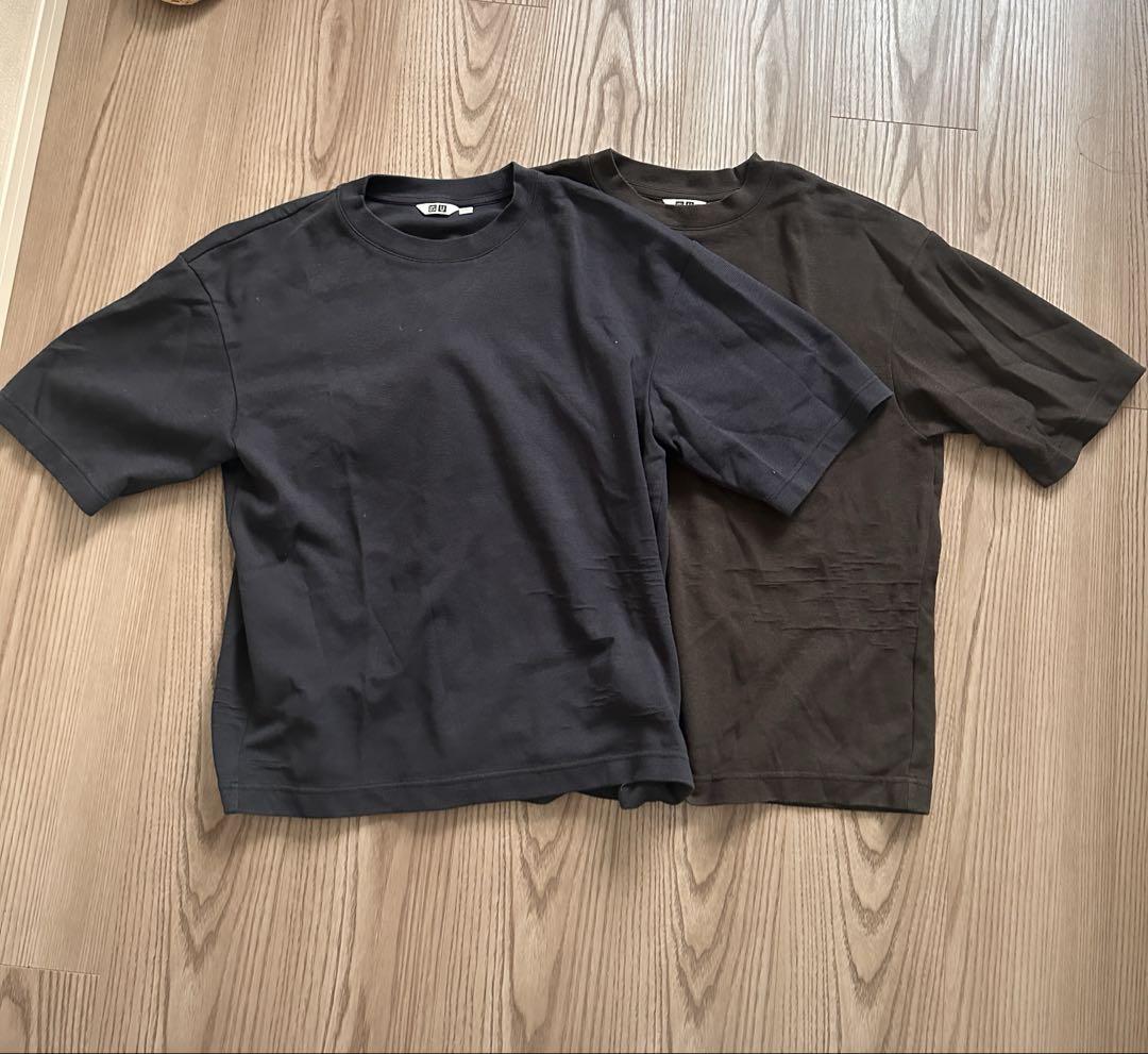 UNIQLO エアリズムコットンオーバーサイズTボーダー5分袖 S