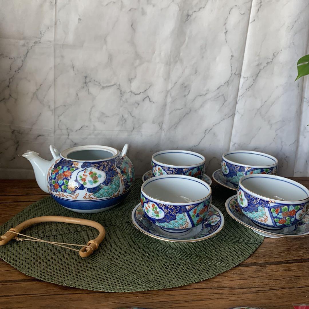 肥前焼 茶器揃いセット（急須・湯呑み4客・受け皿付き） - メルカリ