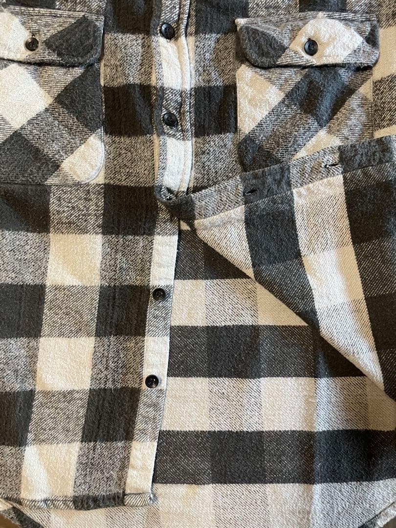 90s FIVE BROTHER flannel shirt GRY× BLK