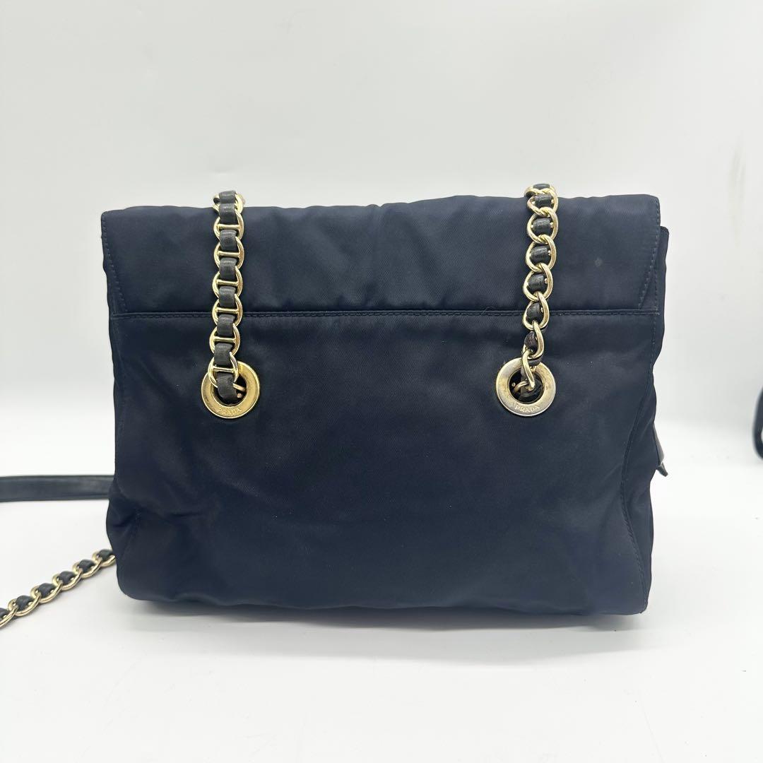 PRADA プラダ　ナイロン　三角口ゴ　チェーンショルダーバッグ