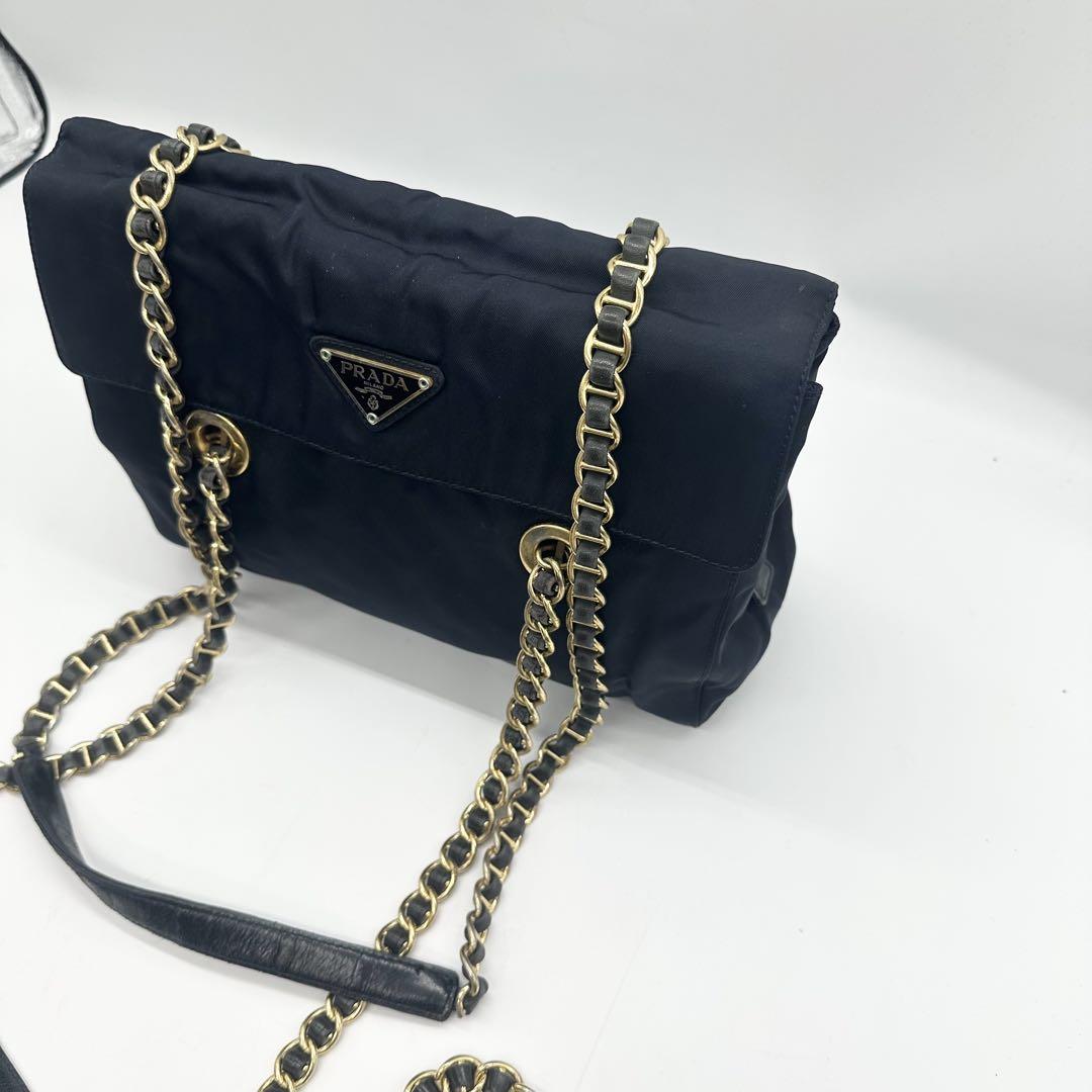 PRADA プラダ　ナイロン　三角口ゴ　チェーンショルダーバッグ