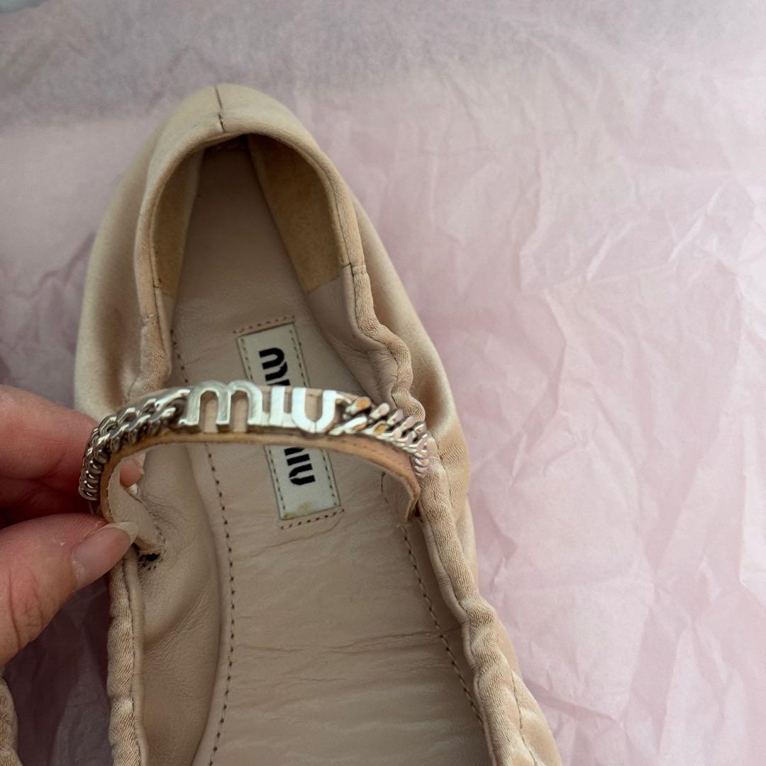 miumiu バレエシューズ サテン ピンク
