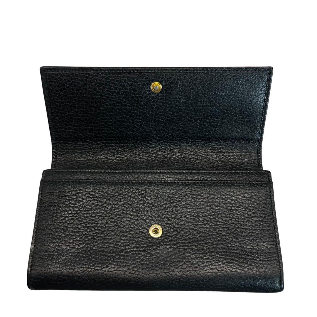 【美品・箱付】グッチ GGマーモント コンチネンタル 長財布 本革 黒 極美✨グッチ 長財布 コンチネンタル GGマーモント ロゴ金具