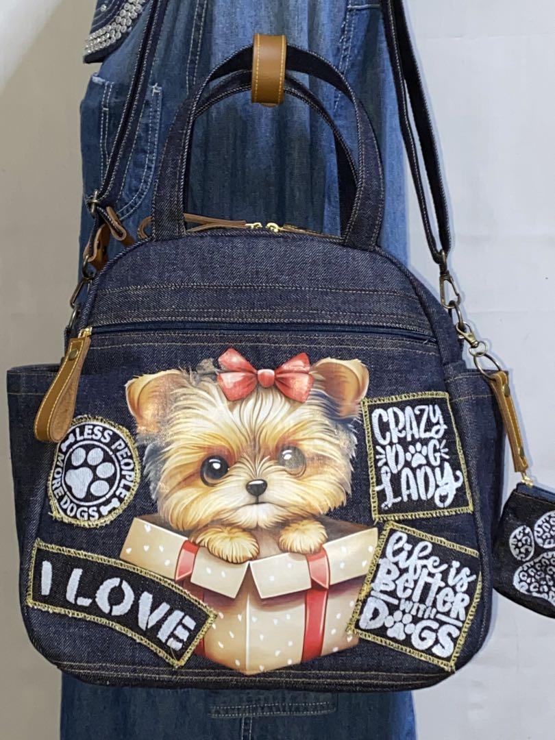 ハンドメイド☆岡山デニム☆ヨークシャテリア☆4wayボストンバッグ ハンドメイド☆岡山デニム☆ヨークシャテリア☆4wayボストンバッグ
