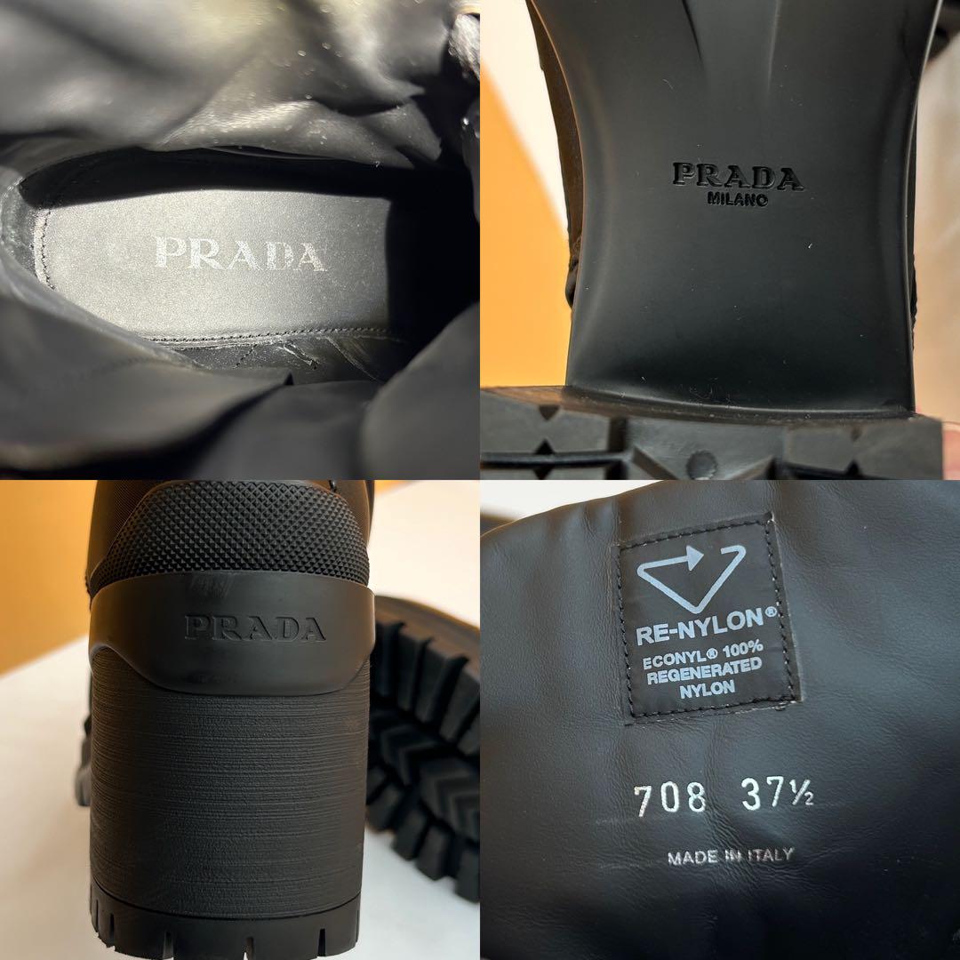 【極美品】PRADA ブーティ Re Nylon ナイロン レザー 三角プレート