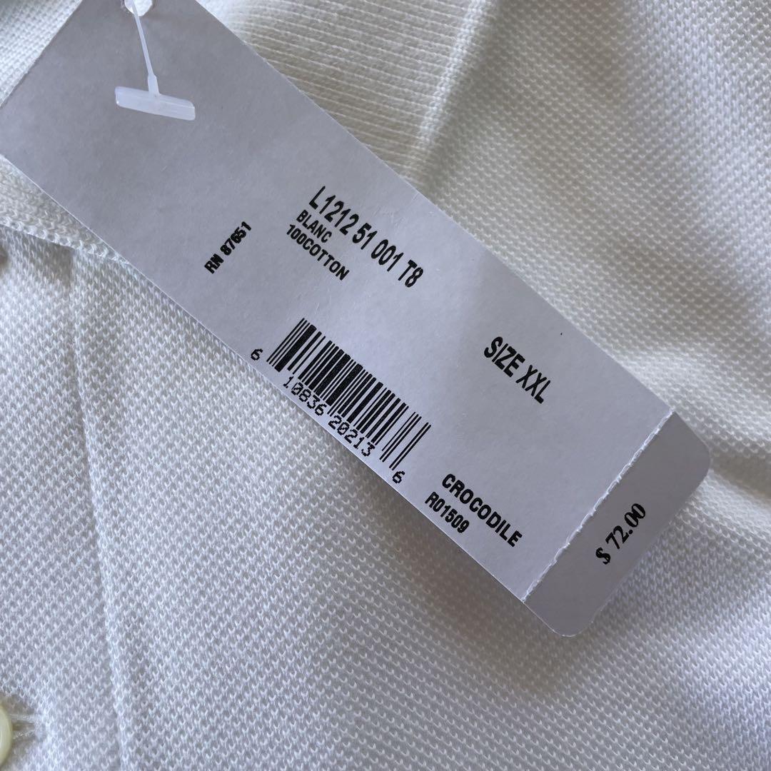 【新品】LACOSTE ホワイト 半袖　ポロシャツ サイズ XXL