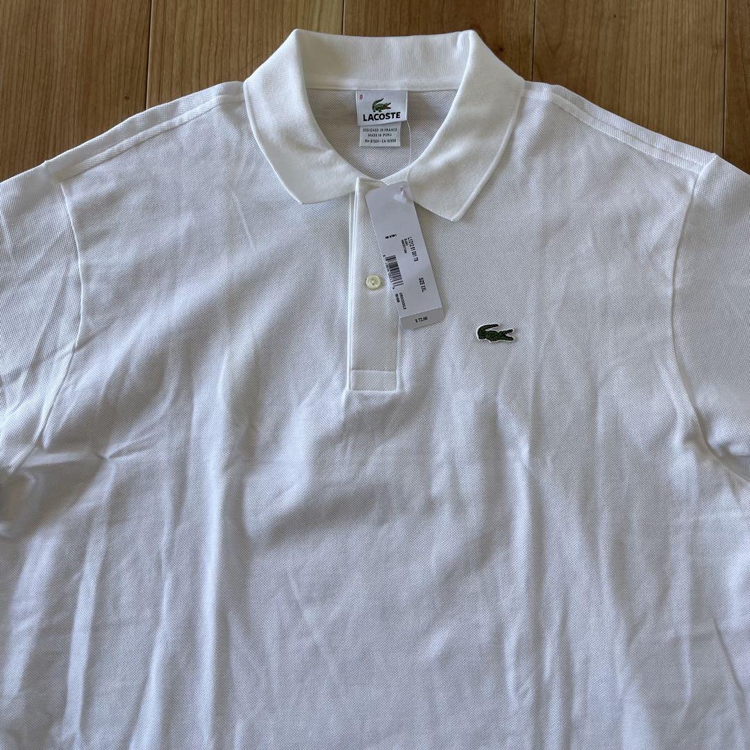 【新品】LACOSTE ホワイト 半袖　ポロシャツ サイズ XXL