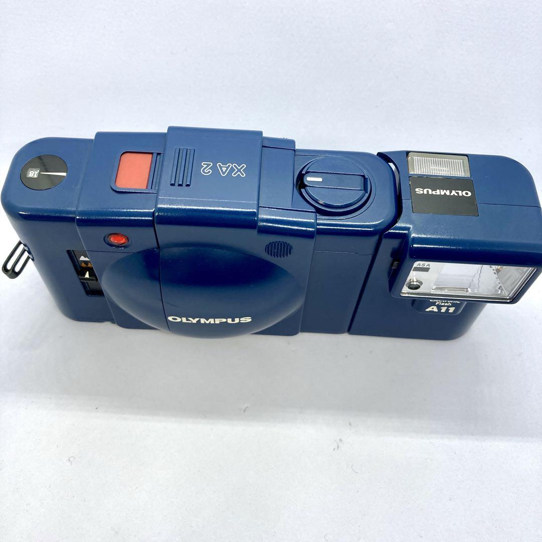 【通電品・難あり】OLYMPUS XA2 青 フラッシュ A11 オリンパス