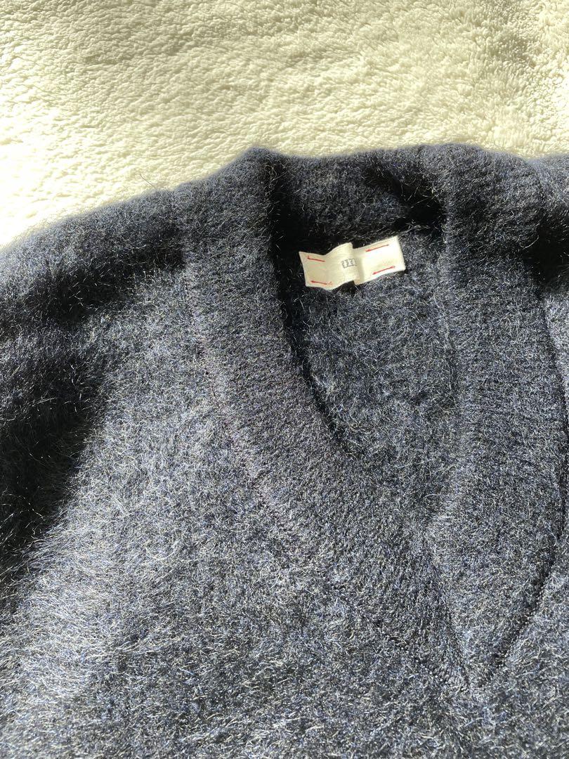 unfil stretch superkid mohair vest ネイビー