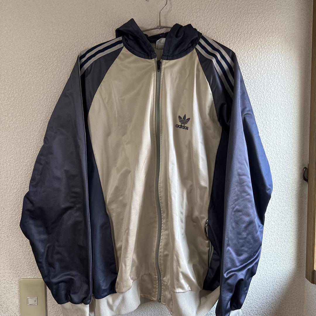 80年代adidas ナイロン アイボリー/ネイビー　浜田雅功着用モデル