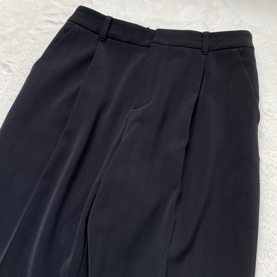 【美品】インディヴィ パンツセットアップ ストライプ イージーケア 秋冬 M