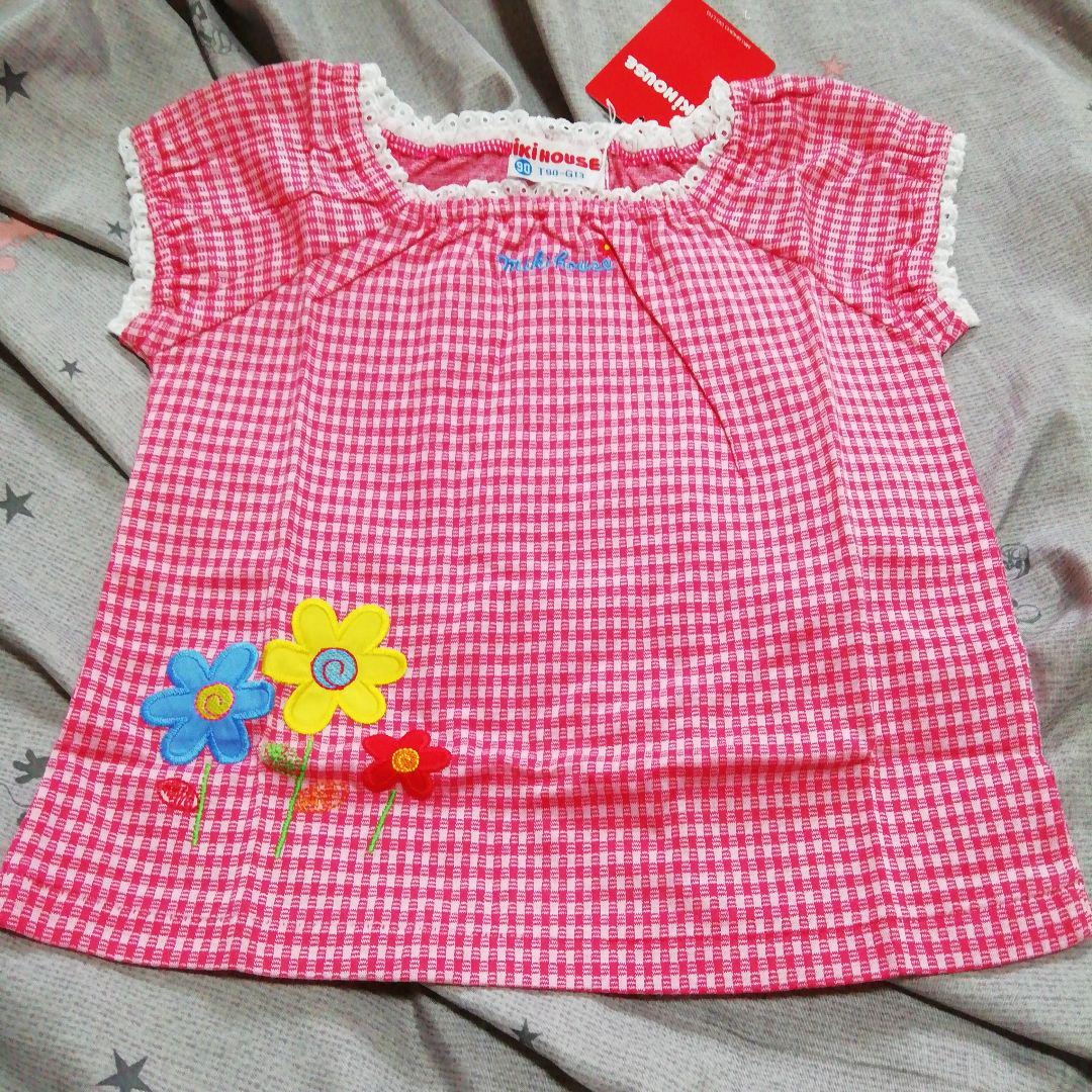 【新品】ミキハウス 半袖Tシャツ３枚＋スカート１枚 セット女の子 90 ピンク系