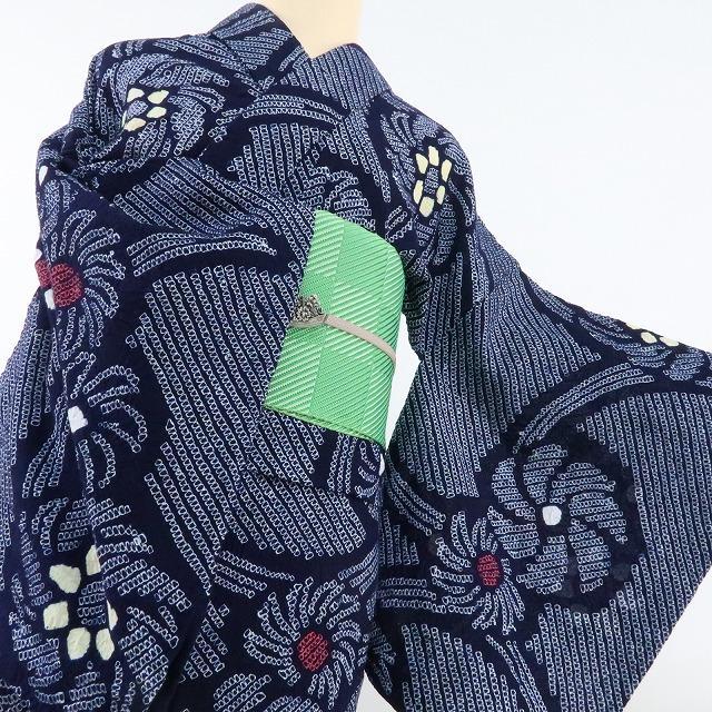 Y1115◆美品 有松鳴海絞り 綿 洗える夏着物 居敷当て付 Sサイズ 高級浴衣