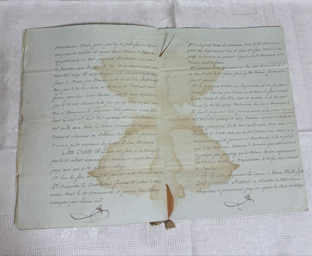 フランスアンティーク カリグラフィー 公文書 歴史的手書き文書