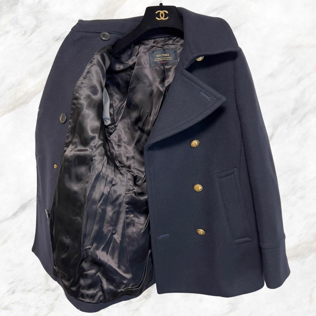 【美品】トゥモローランド MACPHEE Pコート ダークネイビー 36 S