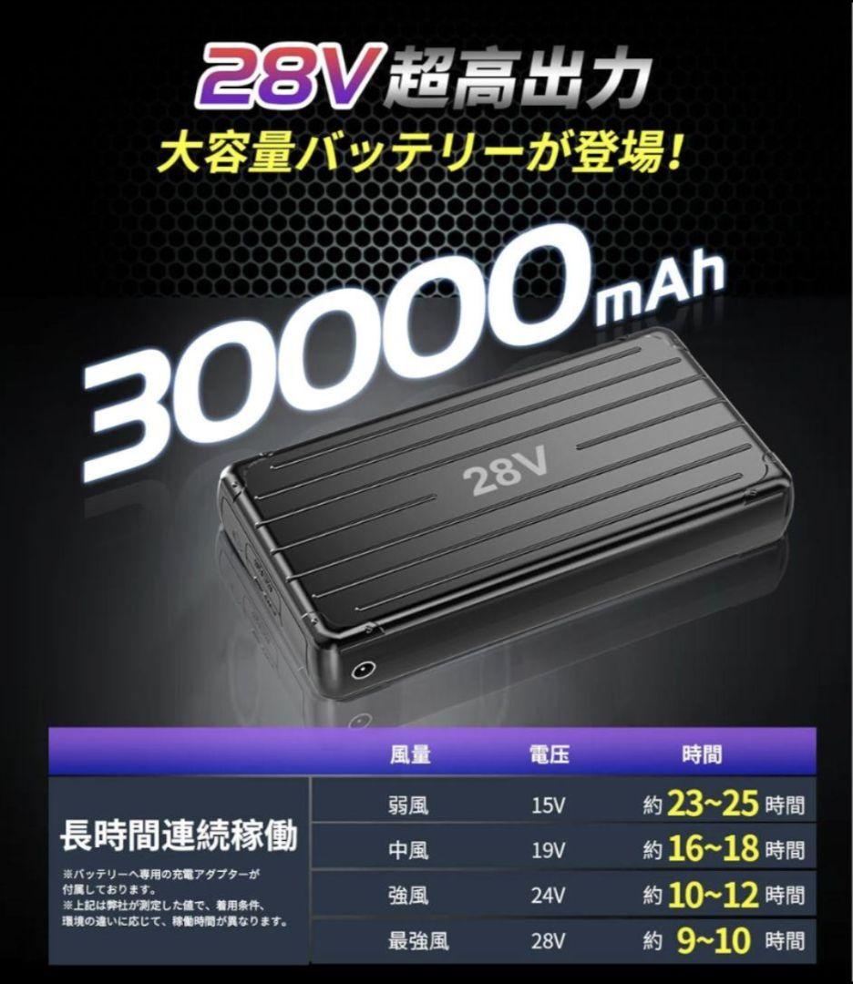 空調作業服 ファンバッテリーセット 30000mAh大容量 暴風ファン 2XL