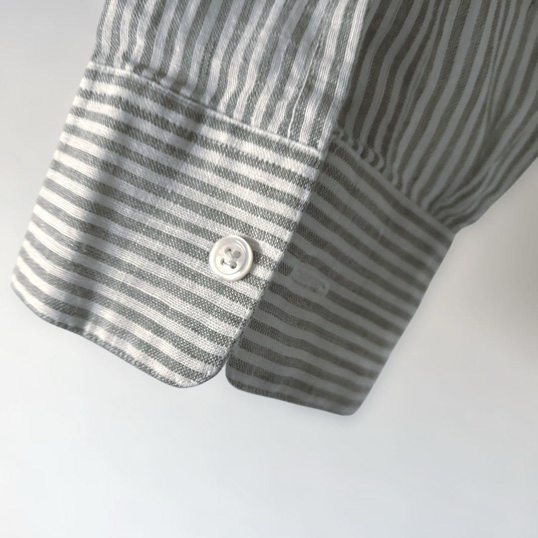 【美品】　マーガレットハウエル　リネンシャツ　Mサイズ程度　ストライプ　MHL