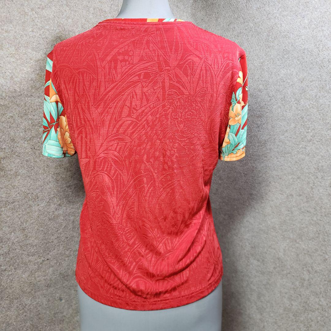 伊太利屋 ストレッチ カットソー Tシャツ ヒョウ柄 赤 7 u6739a