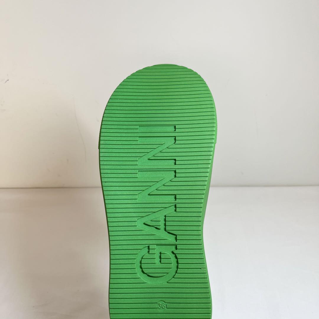 GANNI ガニー エンボスロゴ スライドサンダル 23cm グリーン