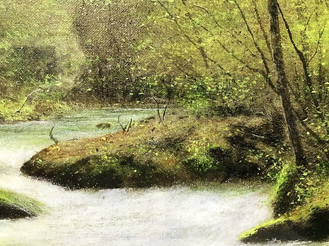 森壽男【奥入瀬】癒しのリアリズム 真作保証 油彩 油絵 絵画 和風 額縁 F6