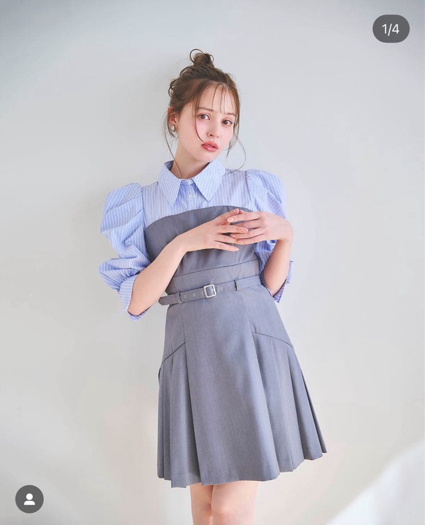 dazzlin レイヤードシャツミニワンピース