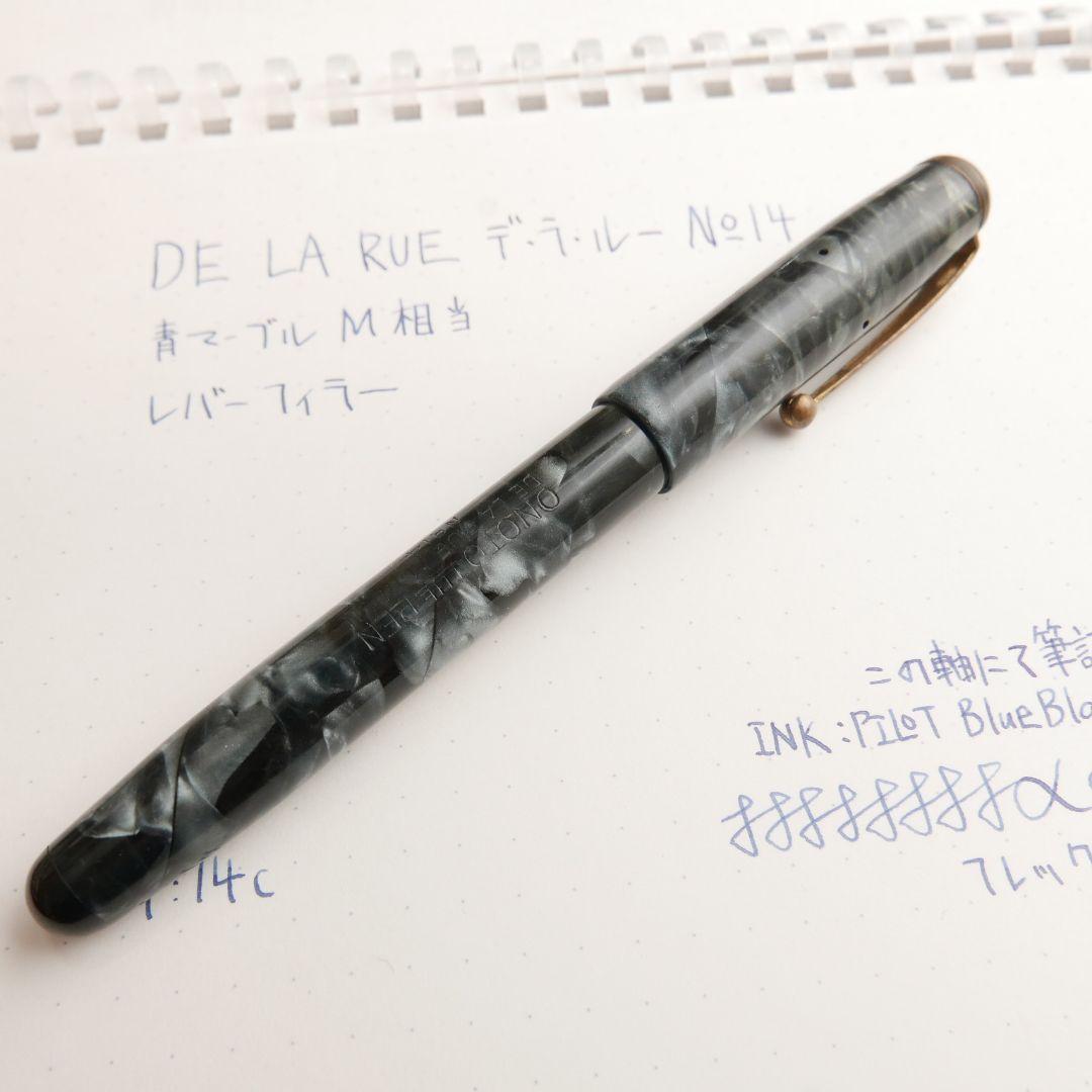 メーカー公式 DE LA RUE ONOTO PEN No.14 中字青軸レバー式 筆記確認済