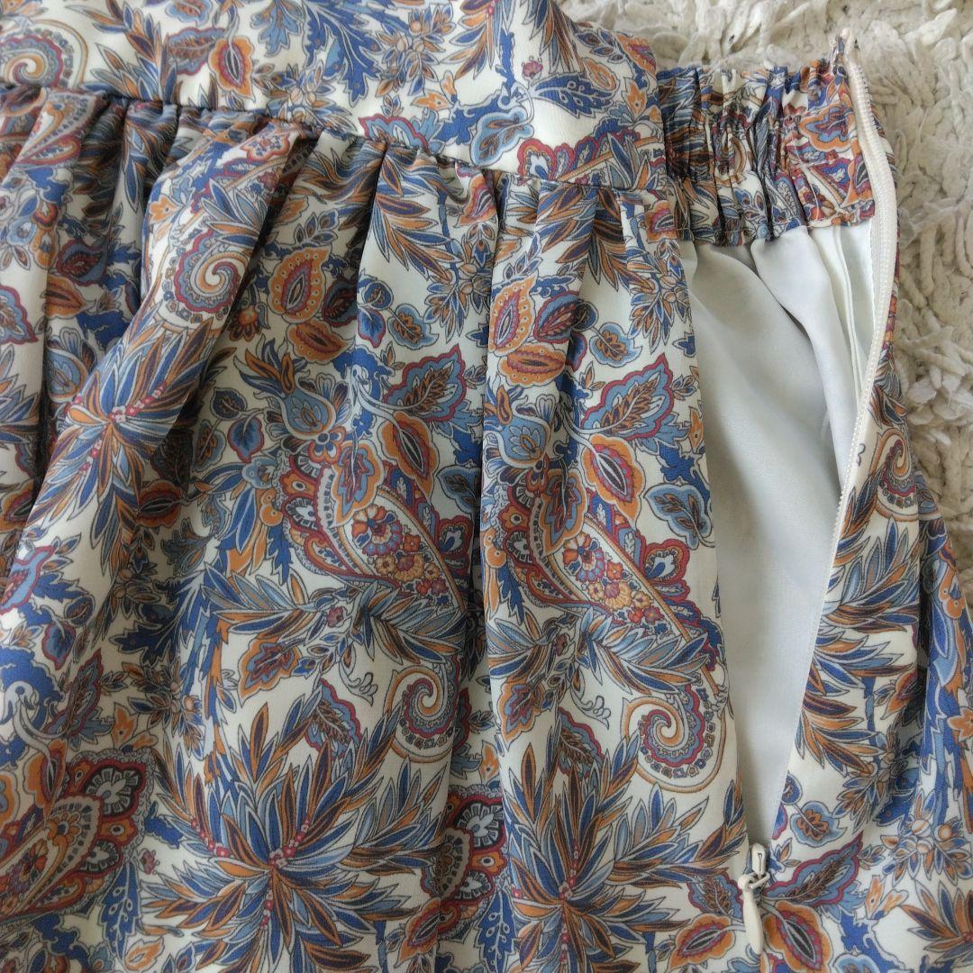 未使用 自由区 リバティプリント フレアスカート ミモレ丈 Mサイズ