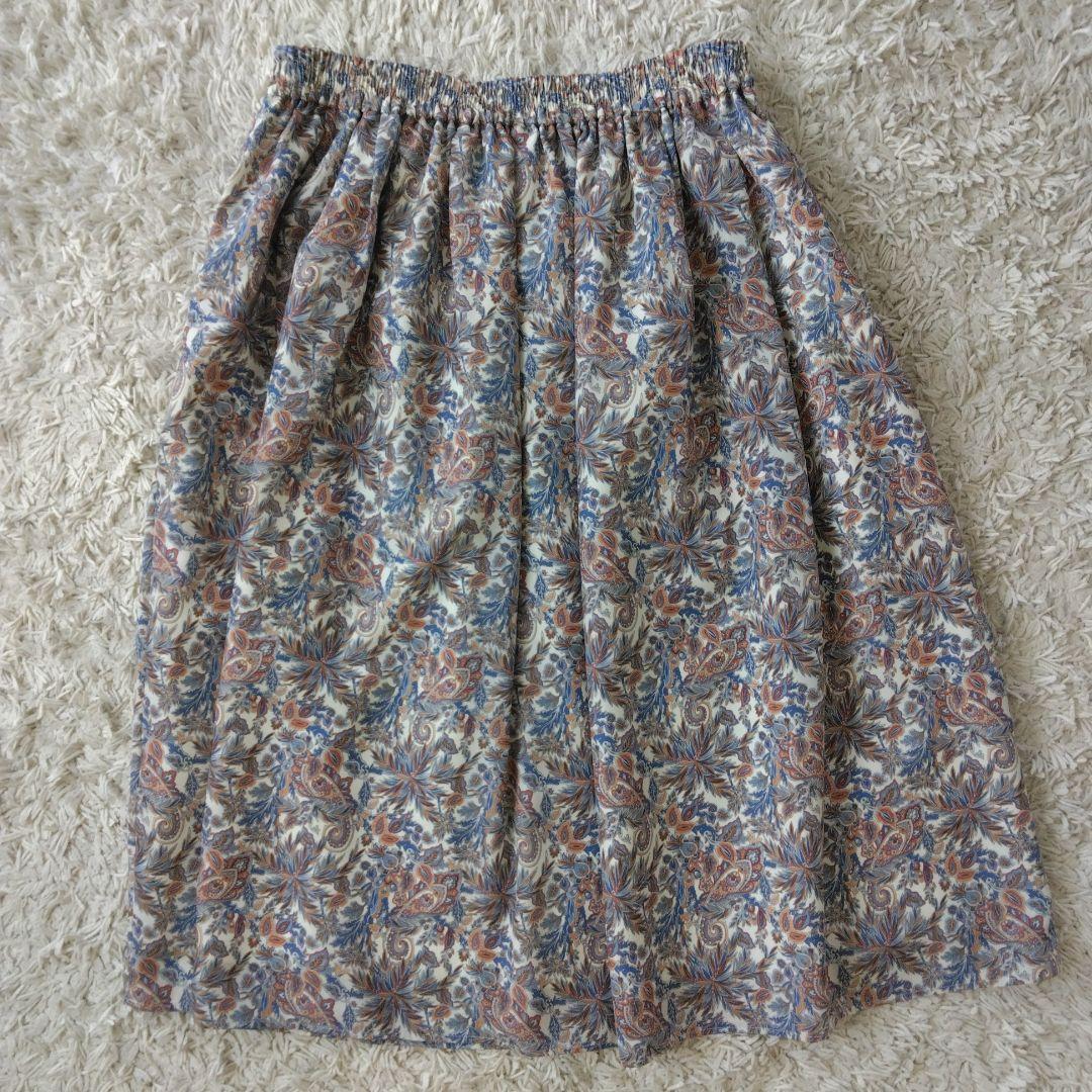 未使用 自由区 リバティプリント フレアスカート ミモレ丈 Mサイズ