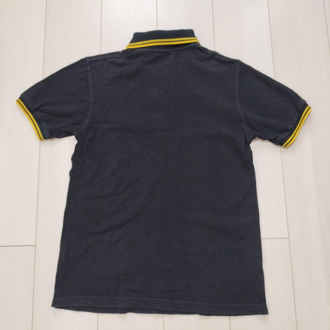 FRED PERRY 黒 ブラック 黄 イエロー 刺繍ロゴ ポロシャツ S 36