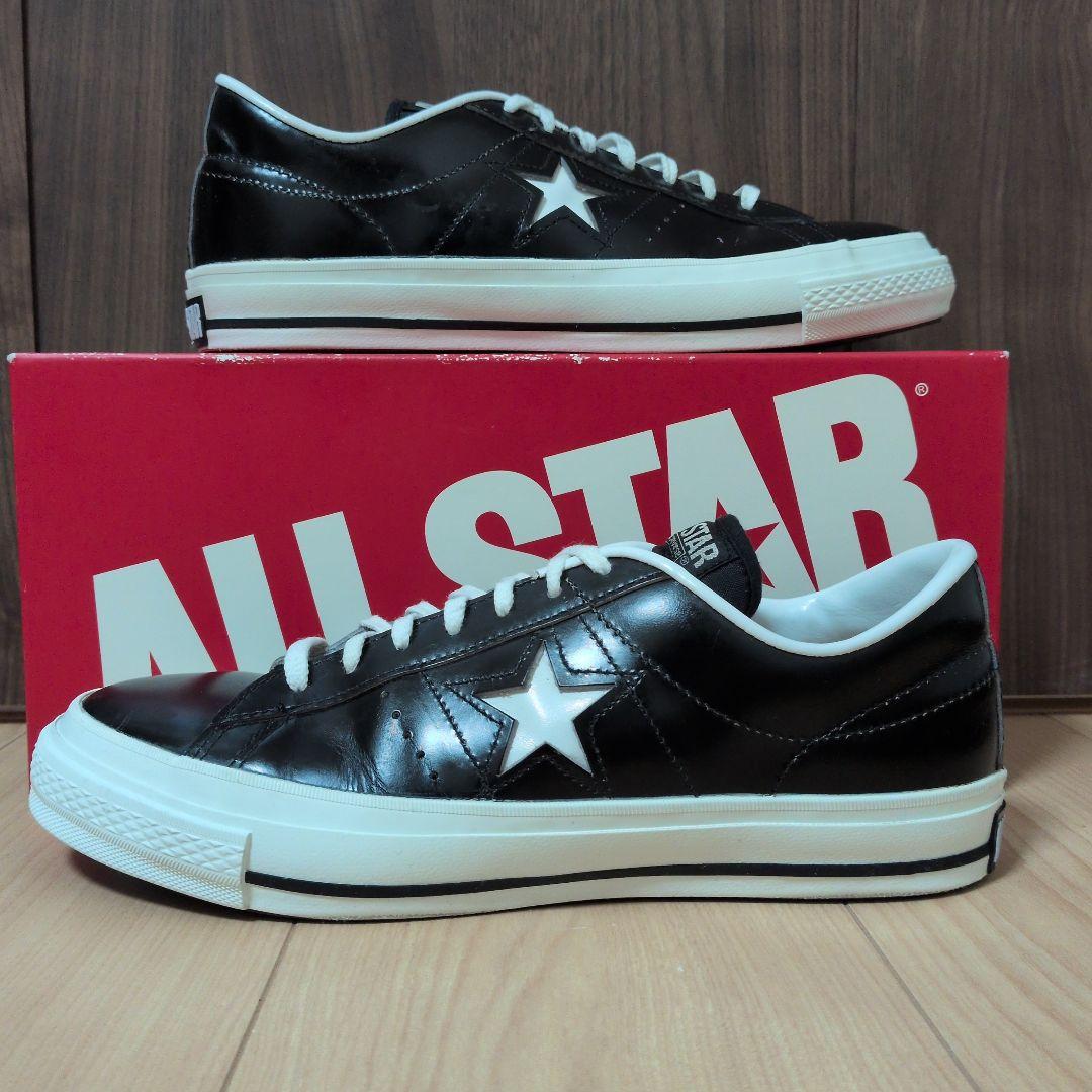 【よいよいよー】ワンスター　黒×白　レザー ALL STAR　コンバース