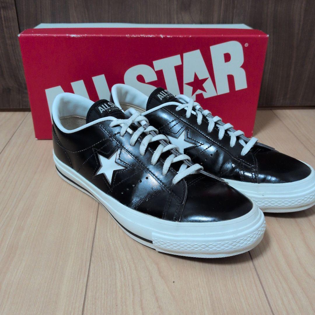 【よいよいよー】ワンスター　黒×白　レザー ALL STAR　コンバース