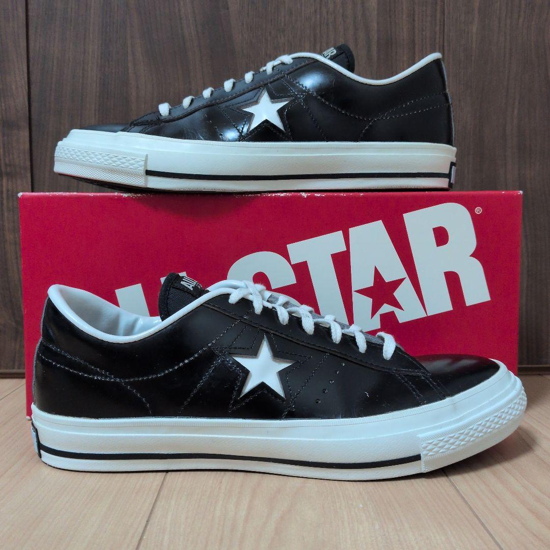 【よいよいよー】ワンスター　黒×白　レザー ALL STAR　コンバース
