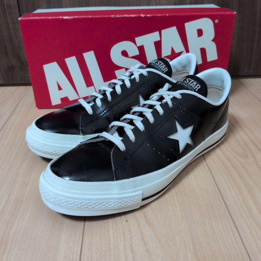 【よいよいよー】ワンスター　黒×白　レザー ALL STAR　コンバース