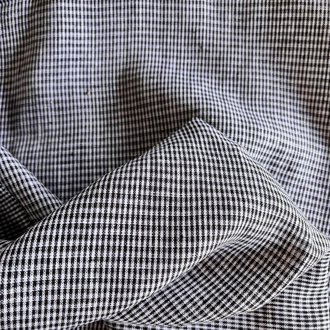 リネン生地 リネン100% 黒白千鳥チェック？ 150×250cm