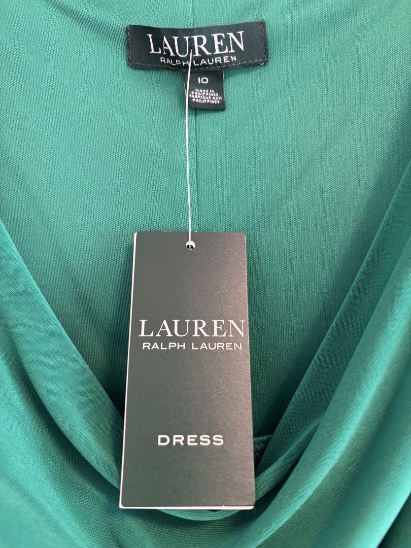 新品　LAUREN RALPH LAUREN ドレープドレス　グリーン　袖なし