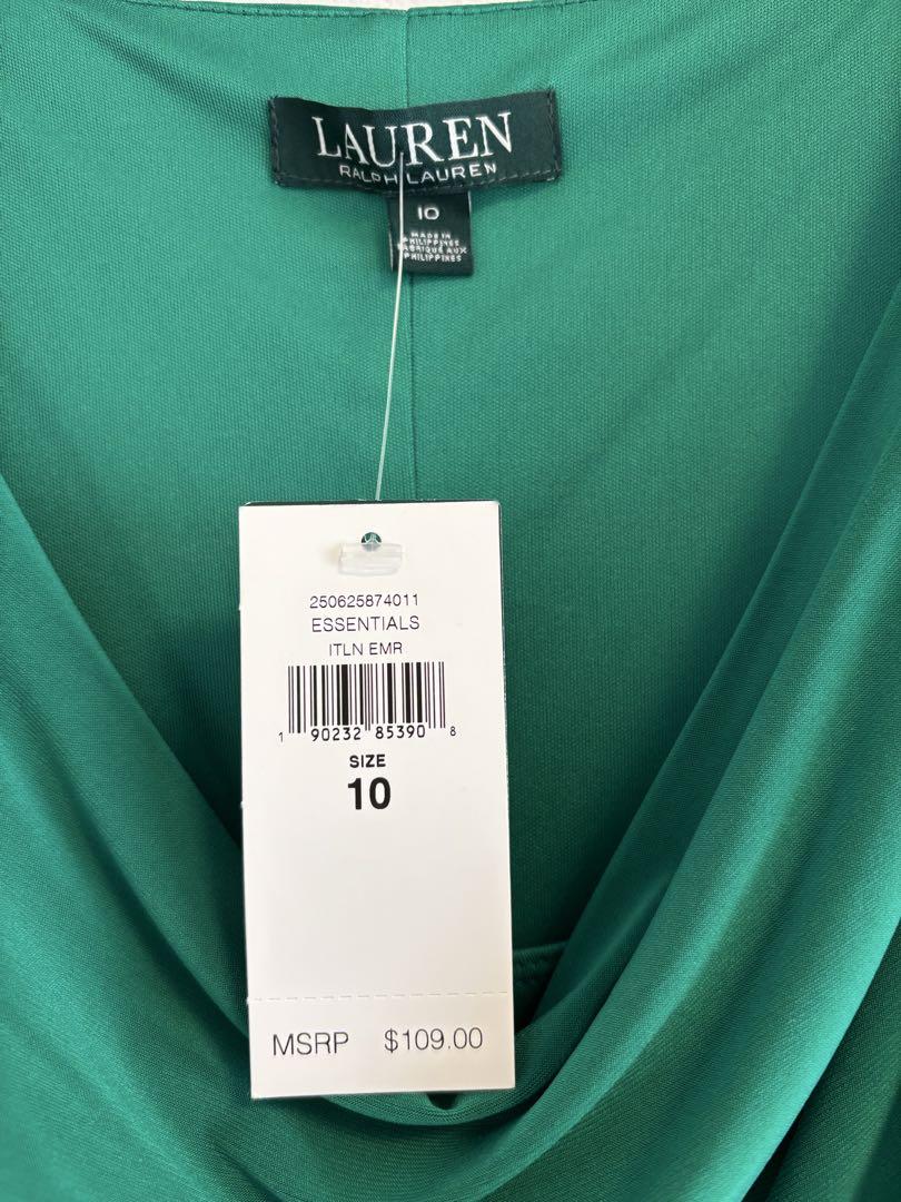 新品　LAUREN RALPH LAUREN ドレープドレス　グリーン　袖なし