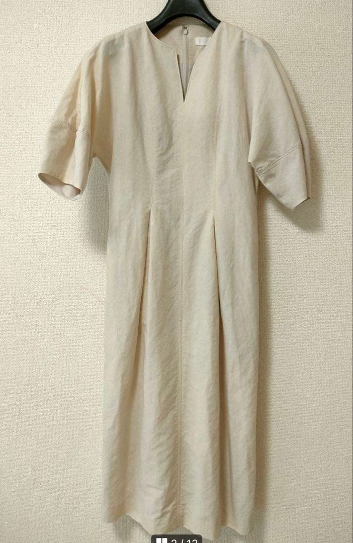 ボールジィ　リネンコットンムーブ ウエストタックワンピース　ライトベー