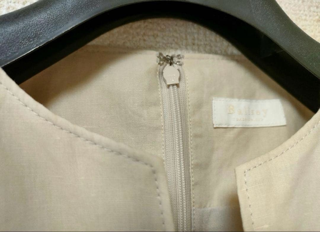 ボールジィ　リネンコットンムーブ ウエストタックワンピース　ライトベー