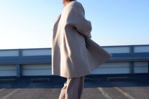 【美品】Drawerドゥロワー テントラインノーカラー　コート　カシミヤ　金釦