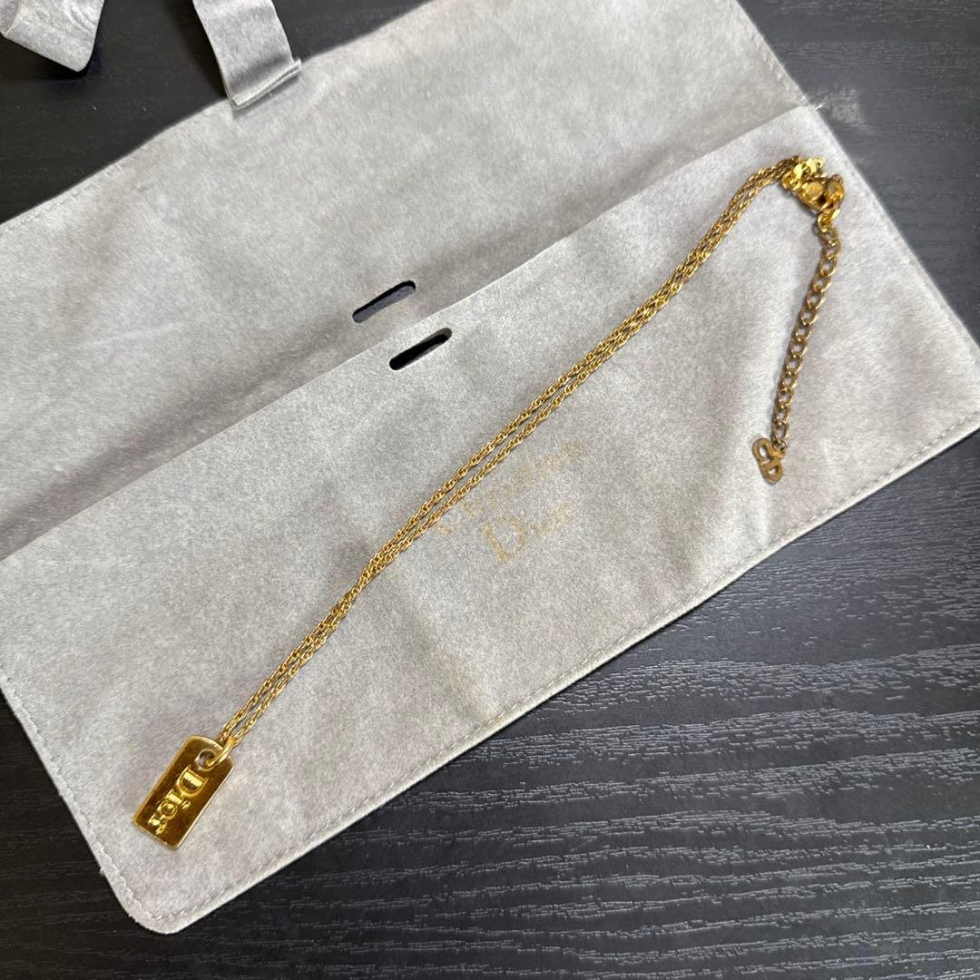 Christian Dior Diorロゴプレートネックレス　ゴールド　美品⑤