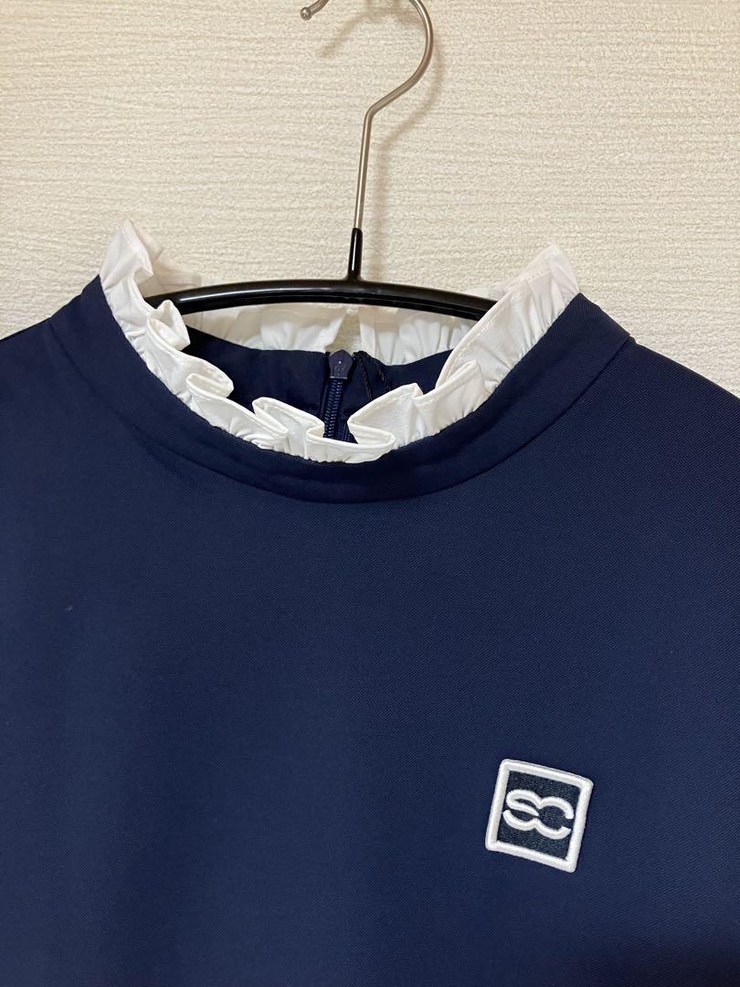 新品☞サウスケープ 可愛いゴルフシャツ半袖⚫︎ふりふりレース襟