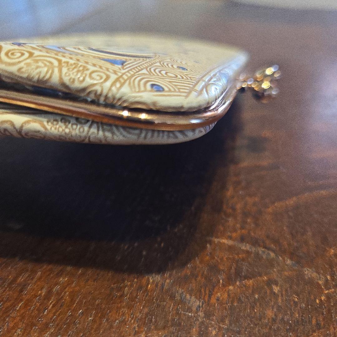 美品　天溝がま口　販売終了品　限定　錦紗　底ファスナー付　お財布