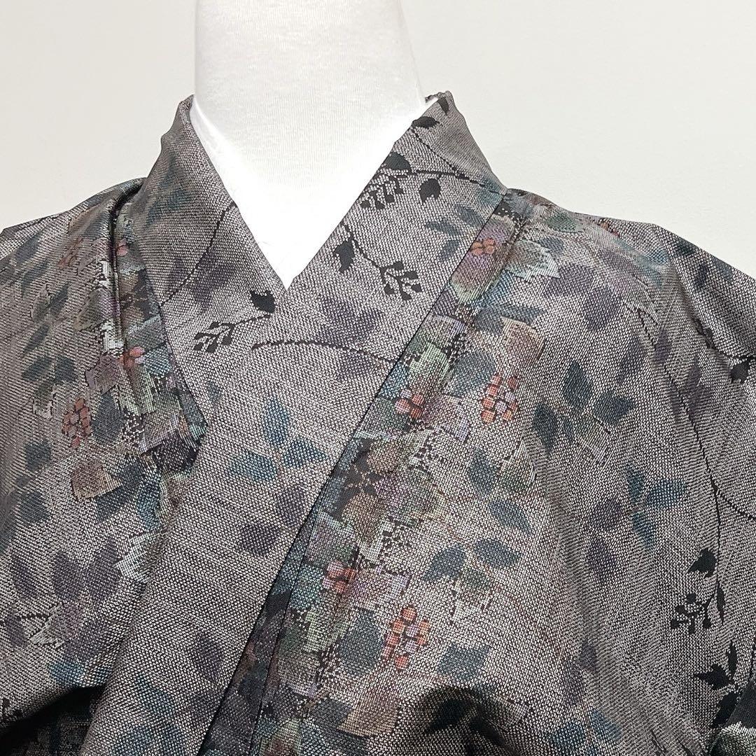 店内商品がすべてレジにて半額！！ 小紋 大島紬 葡萄 リーフ 泥染 着物 017k - メルカリ 着物・浴衣