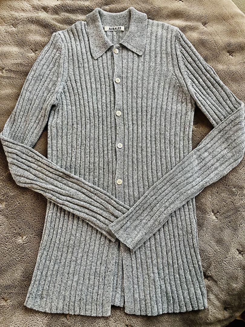 AURALEE オーラリー 25SS SILK COTTON MELANGE RIB KNIT SHIRT